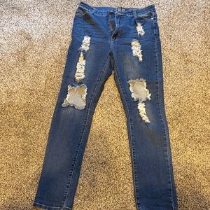 Fashion Nova Ripped Blue Skinny Jeans 15